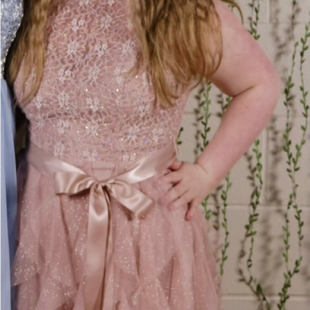 Teeze Me pale pink high low formal/prom dress with ruffled skirt!